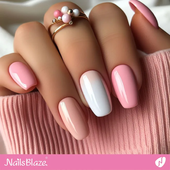 Pink and White Simple Nails | Classy Nails - NB4210